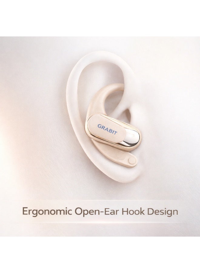 GRABIT G-PULSE A.I Open-Ear Wireless Earbuds (Beige) – AI-Powered Directional Audio, Ergonomic Ear-Hook Design, ENC HD Calls, Bluetooth 5.4, IPX5 Splash-Resistant, Long Battery Life - Image 5